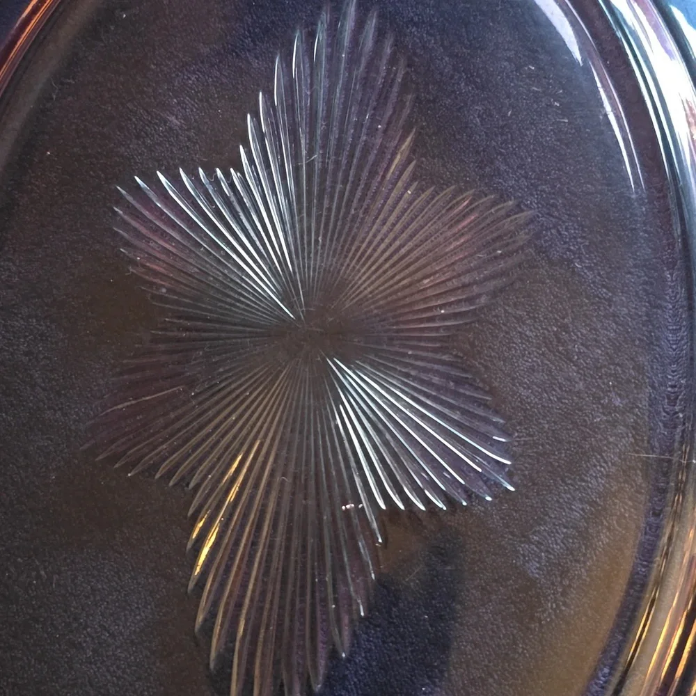 Vintage Pink Depression Era Glass Serving Platter - Picture 2 of 5